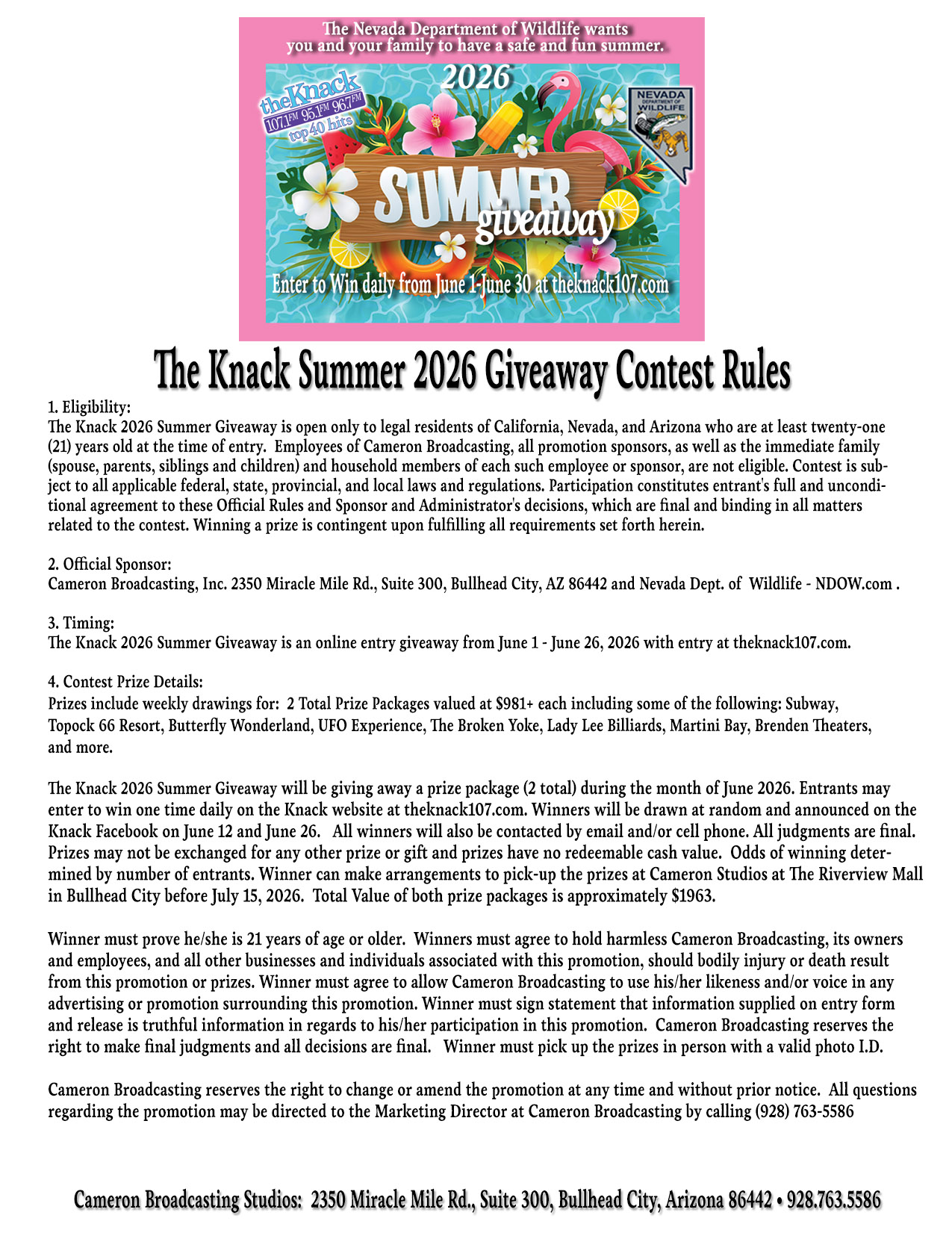 The Knack 2026 Summer Giveaway Contest Rules